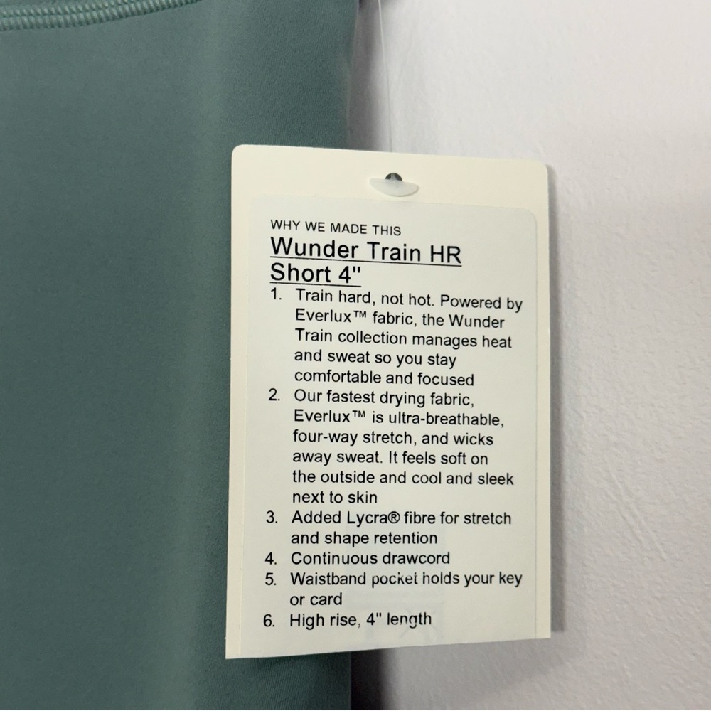 Lululemon Wunder Train High-Rise Short 4" Crater Blue Size 10 NWT Teal - Picture 2 of 5
